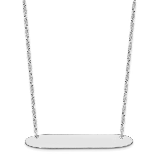 Sterling Silver/Rhodium-plated Large Oblong Blank Bar Necklace