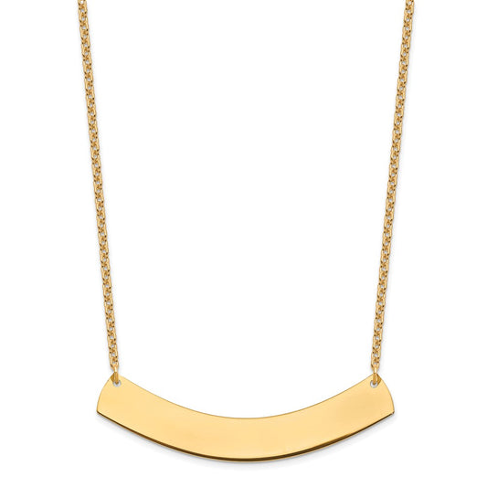 Sterling Silver/Gold-plated Large Curved Blank Bar Necklace