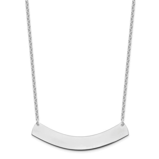 Sterling Silver/Rhodium-plated Large Curved Blank Bar Necklace