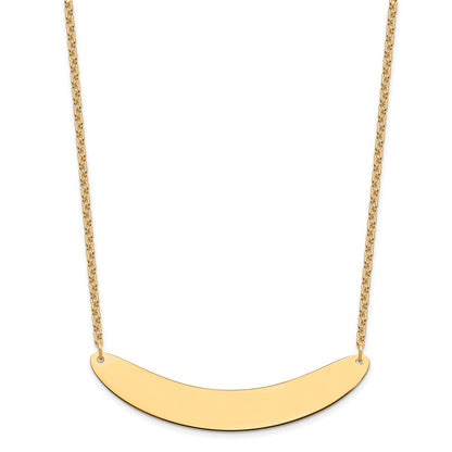 Sterling Silver/Gold-plated Large Curved Blank Bar Necklace