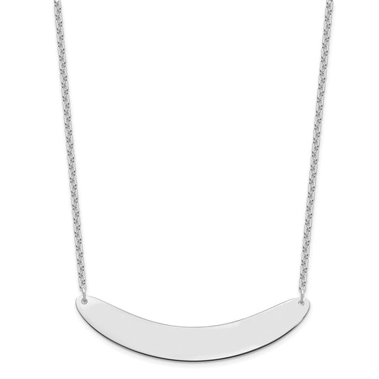 Sterling Silver/Rhodium-plated Large Curved Blank Bar Necklace