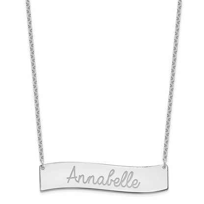 SS/Rhodium-plated Medium ALWAYS IN MY HEART Curved Bar Necklace