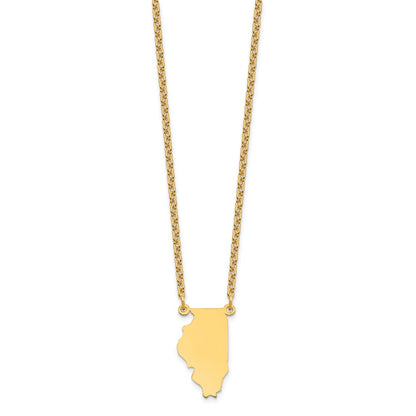 Sterling Silver/Gold-plated Illinois State Necklace