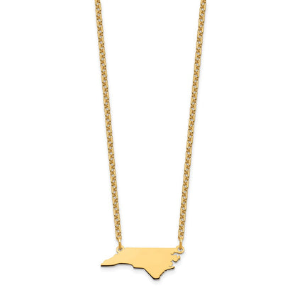 Sterling Silver/Gold-plated North Carolina State Necklace