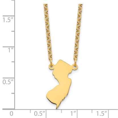 Sterling Silver/Gold-plated New Jersey State Necklace