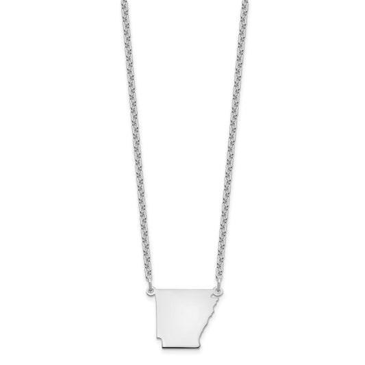 Sterling Silver/Rhodium-plated Arkansas State Necklace