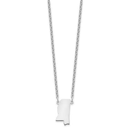 Sterling Silver/Rhodium-plated Mississippi State Necklace