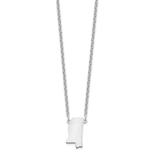 Sterling Silver/Rhodium-plated Mississippi State Necklace