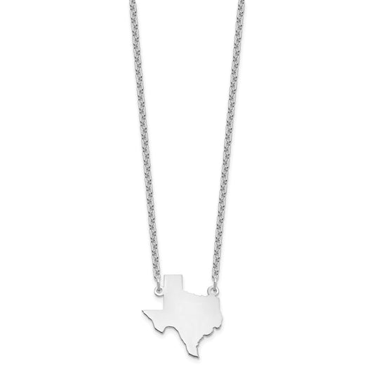 Sterling Silver/Rhodium-plated Texas State Necklace