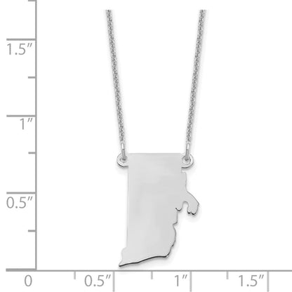 Sterling Silver/Rhodium-plated Rhode Island State Necklace