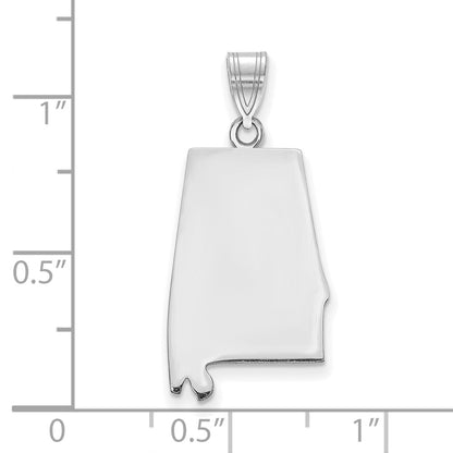 Sterling Silver/Rhodium-plated Alabama State Pendant