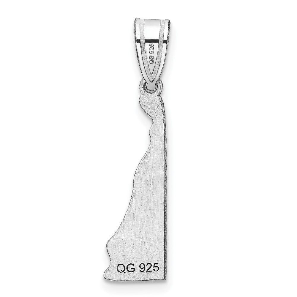 Sterling Silver/Rhodium-plated Delaware State Pendant