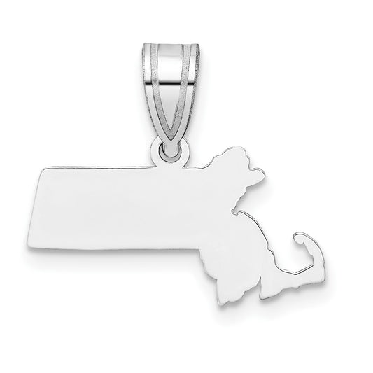 Sterling Silver/Rhodium-plated Massachusetts State Pendant