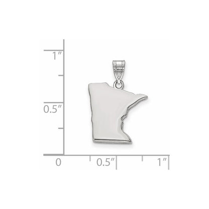 Sterling Silver/Rhodium-plated Minnesota State Pendant