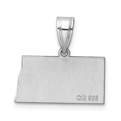 Sterling Silver/Rhodium-plated North Dakota State Pendant
