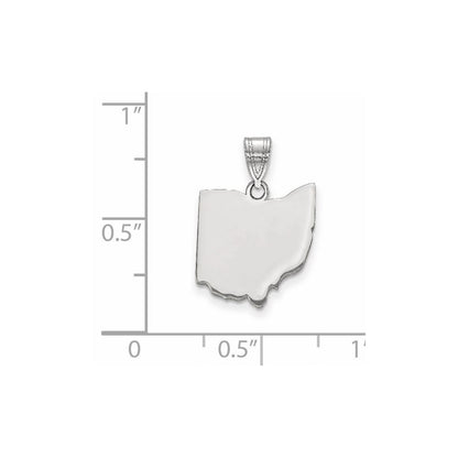 Sterling Silver/Rhodium-plated Ohio State Pendant