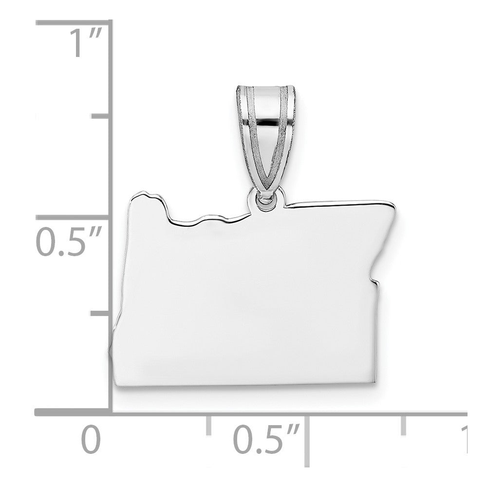 Sterling Silver/Rhodium-plated Oregon State Pendant