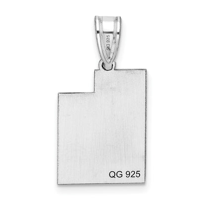 Sterling Silver/Rhodium-plated Utah State Pendant