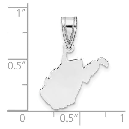Sterling Silver/Rhodium-plated West Virginia State Pendant