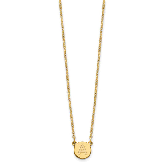 Sterling Silver Gold-plated Tiny Circle Block Letter A Initial Necklace