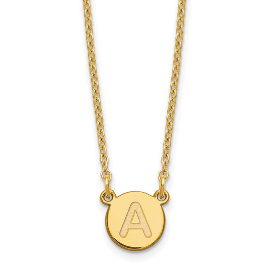 Sterling Silver Gold-plated Tiny Circle Block Letter A Initial Necklace