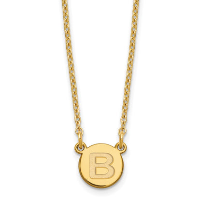 Sterling Silver Gold-plated Tiny Circle Block Letter B Initial Necklace