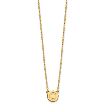 Sterling Silver Gold-plated Tiny Circle Block Letter C Initial Necklace