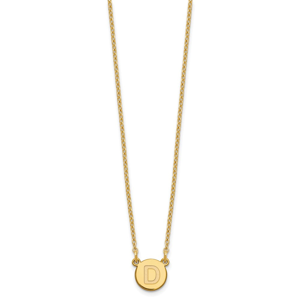 Sterling Silver Gold-plated Tiny Circle Block Letter D Initial Necklace
