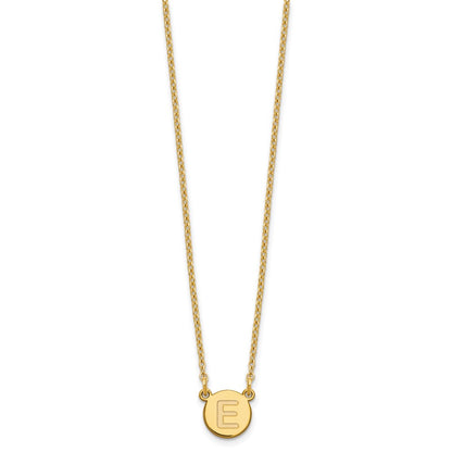 Sterling Silver Gold-plated Tiny Circle Block Letter E Initial Necklace