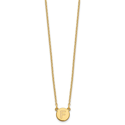 Sterling Silver Gold-plated Tiny Circle Block Letter F Initial Necklace