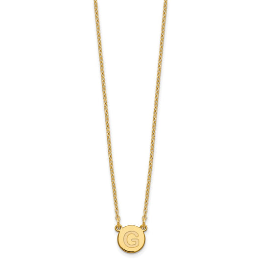 Sterling Silver Gold-plated Tiny Circle Block Letter G Initial Necklace