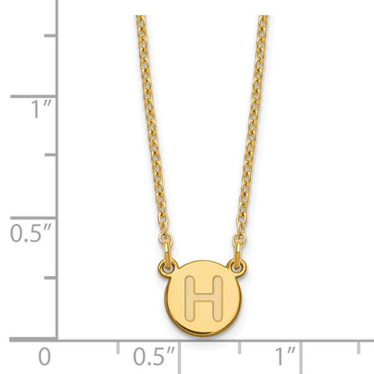 Sterling Silver Gold-plated Tiny Circle Block Letter H Initial Necklace