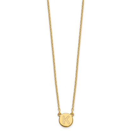 Sterling Silver Gold-plated Tiny Circle Block Letter K Initial Necklace