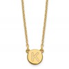 Sterling Silver Gold-plated Tiny Circle Block Letter K Initial Necklace