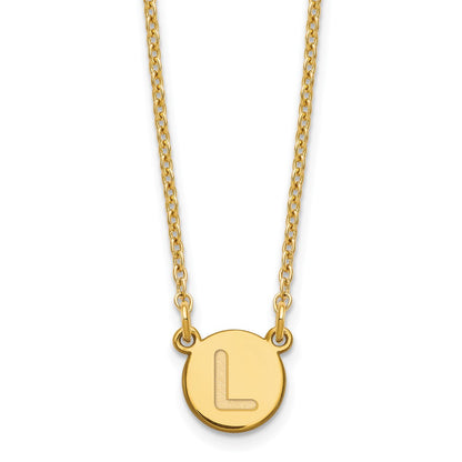 Sterling Silver Gold-plated Tiny Circle Block Letter M Initial Necklace