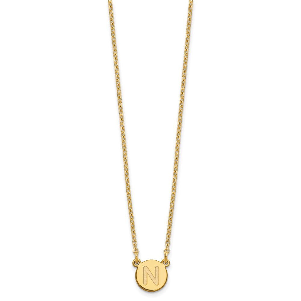 Sterling Silver Gold-plated Tiny Circle Block Letter N Initial Necklace