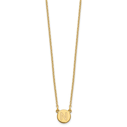 Sterling Silver Gold-plated Tiny Circle Block Letter N Initial Necklace