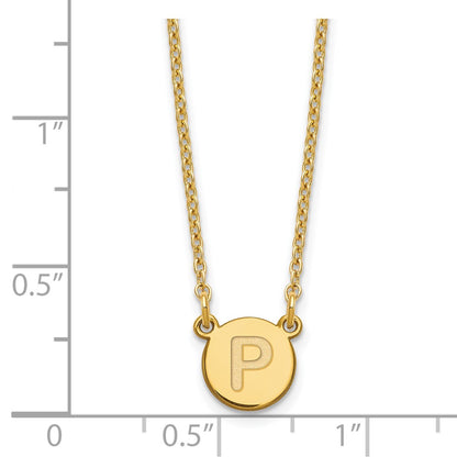 Sterling Silver Gold-plated Tiny Circle Block Letter P Initial Necklace