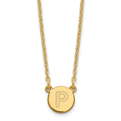 Sterling Silver Gold-plated Tiny Circle Block Letter P Initial Necklace