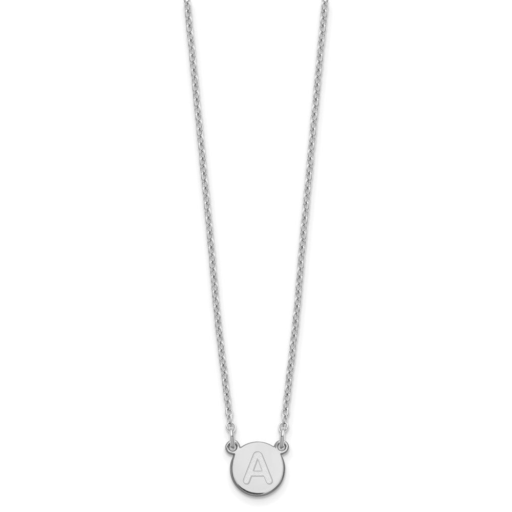 Sterling Silver Rhodium-plated Tiny Circle Block Letter A Initial Necklace