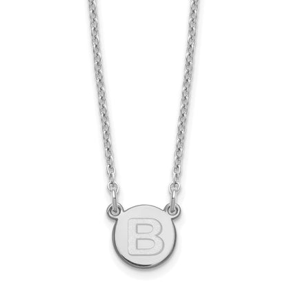 Sterling Silver Rhodium-plated Tiny Circle Block Letter B Initial Necklace
