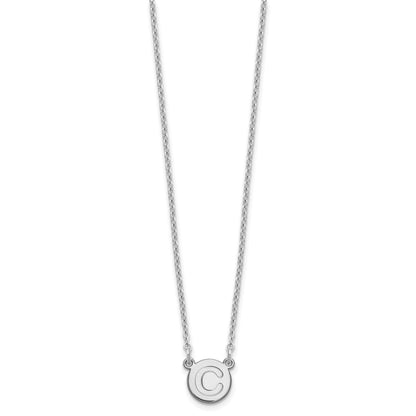 Sterling Silver Rhodium-plated Tiny Circle Block Letter C Initial Necklace