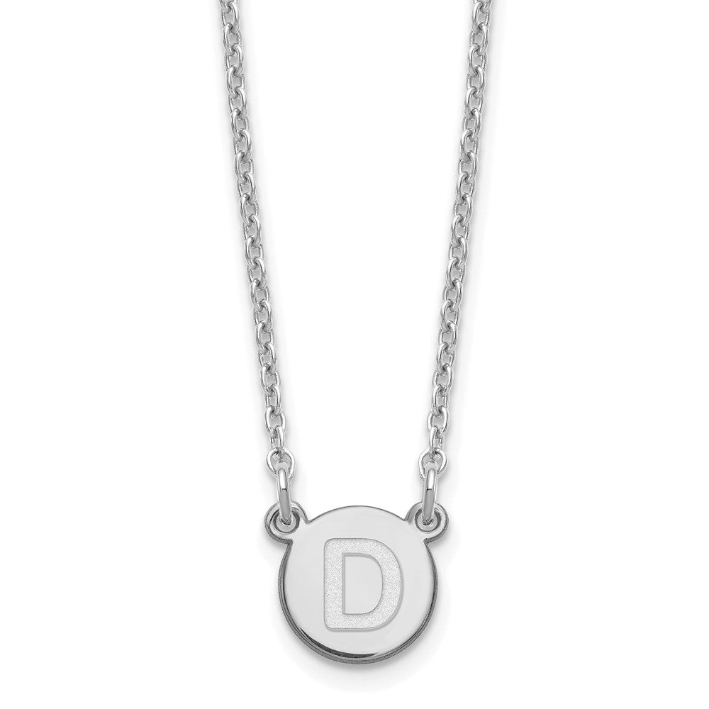Sterling Silver Rhodium-plated Tiny Circle Block Letter D Initial Necklace