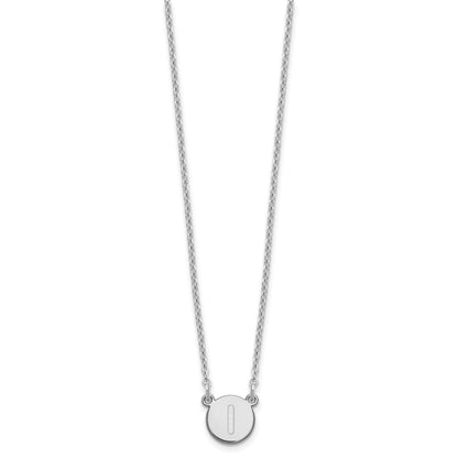 Sterling Silver Rhodium-plated Tiny Circle Block Letter I Initial Necklace
