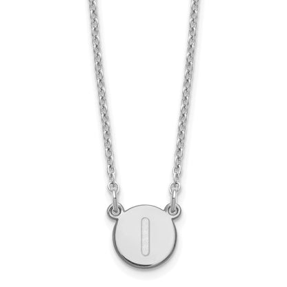 Sterling Silver Rhodium-plated Tiny Circle Block Letter I Initial Necklace