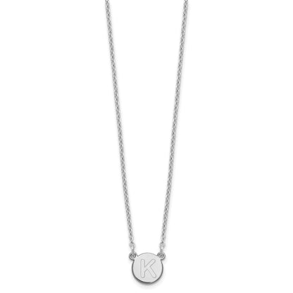 Sterling Silver Rhodium-plated Tiny Circle Block Letter K Initial Necklace