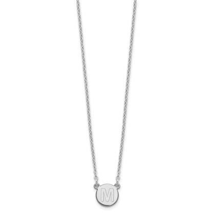 Sterling Silver Rhodium-plated Tiny Circle Block Letter M Initial Necklace