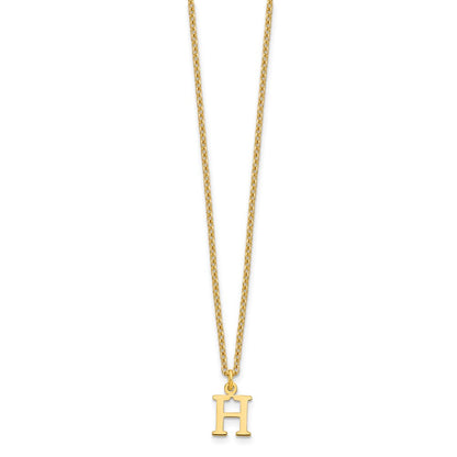 Sterling Silver Gold-plated Cutout Letter H Initial Necklace