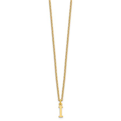 Sterling Silver Gold-plated Cutout Letter I Initial Necklace
