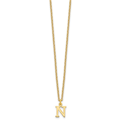 Sterling Silver Gold-plated Cutout Letter N Initial Necklace